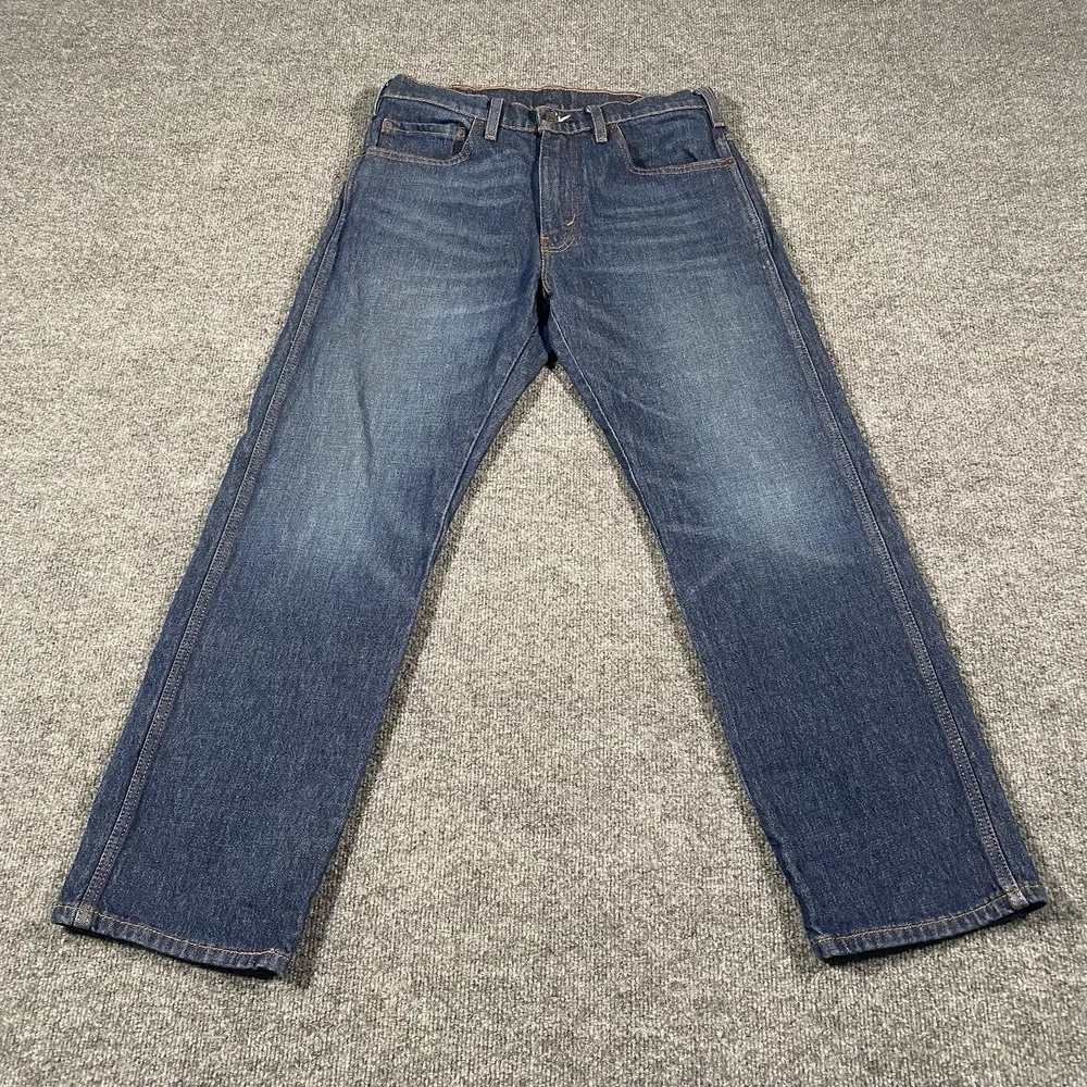 Levis Western Fit Cowboy Denim Blue Jeans Mens 33x30 Faded Whiskered Strong